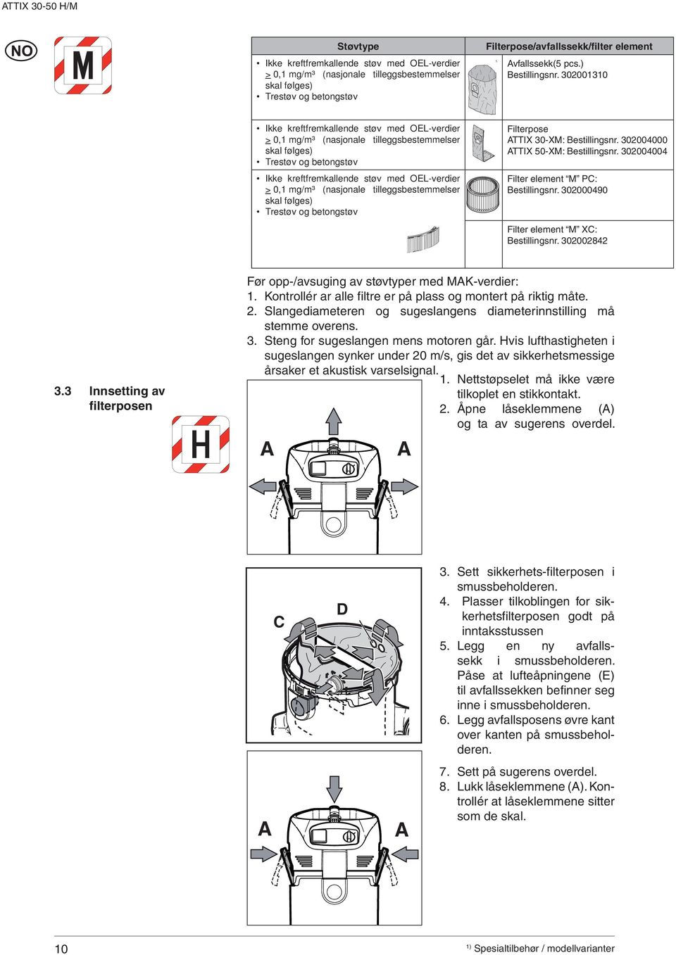 302001310 Ikke kreftfremkallende støv med OEL-verdier > 0,1 mg/m³ (nasjonale tilleggsbestemmelser skal følges) Trestøv og betongstøv Ikke kreftfremkallende støv med OEL-verdier > 0,1 mg/m³ (nasjonale