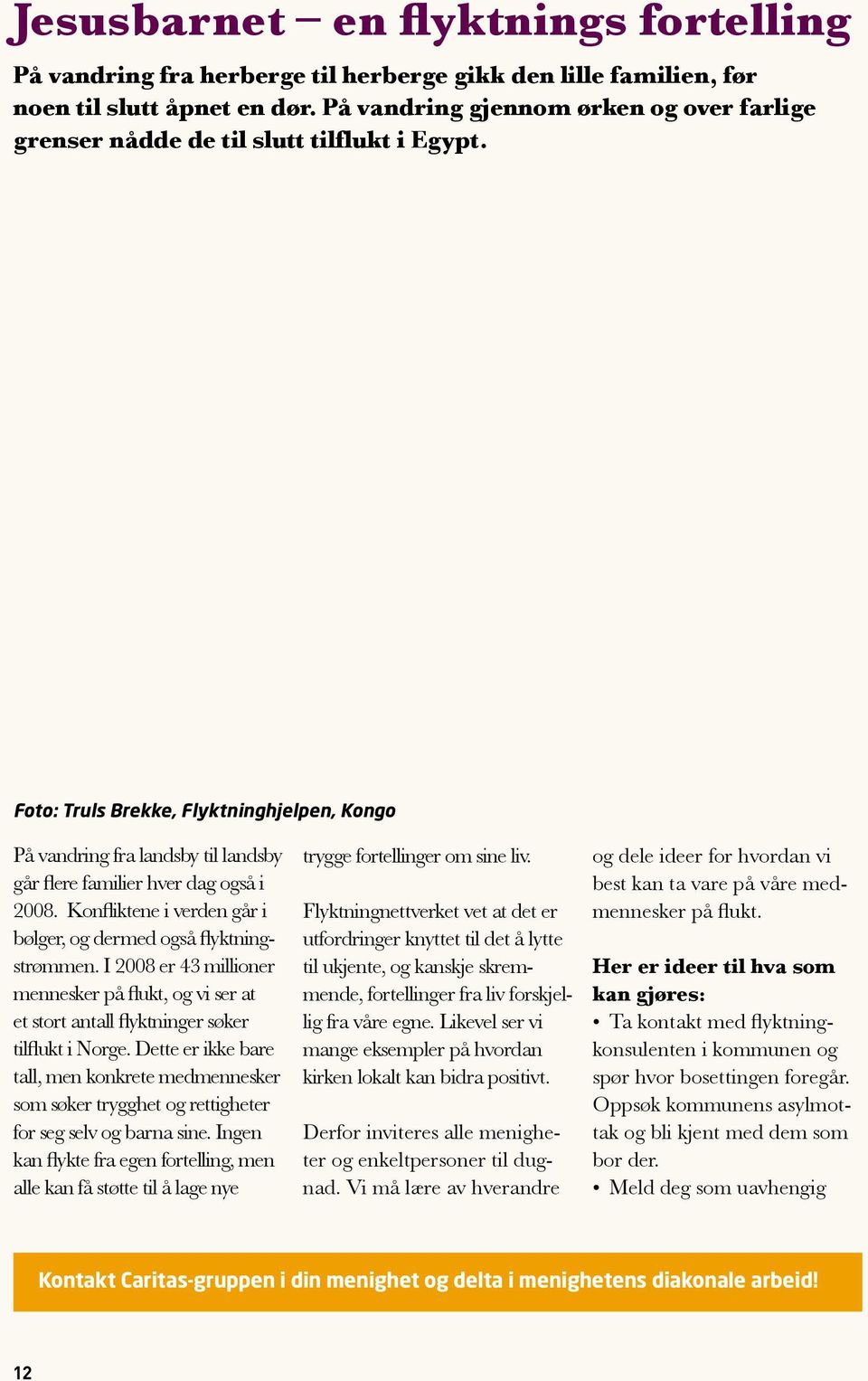 Foto: Truls Brekke, Flyktninghjelpen, Kongo På vandring fra landsby til landsby går flere familier hver dag også i 2008. Konfliktene i verden går i bølger, og dermed også flyktningstrømmen.