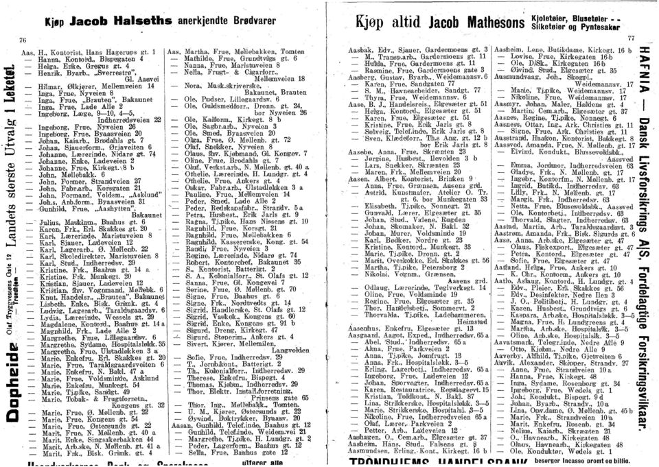 Aaisivei Hilmar, Ølkjører, Meltemveien 14 Inga, Friue, Nyveien 8 Inga, Frue,,,Brauteii", Bakaiunet Inigia, Frue, Lade Alle 2 Ingebrg, Læge, 9 10, 4 5, Indherredstveien 22 Ingelbing, Fr«e, Nyiveien 26