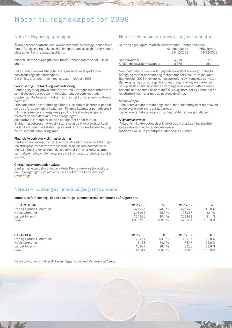 Det er under den enkelte note i årsregnskapet redegjort for de benyttede regnskapsprinsipper. Det er ikke gjort endringer i regnskapsprinsipper i 2008.