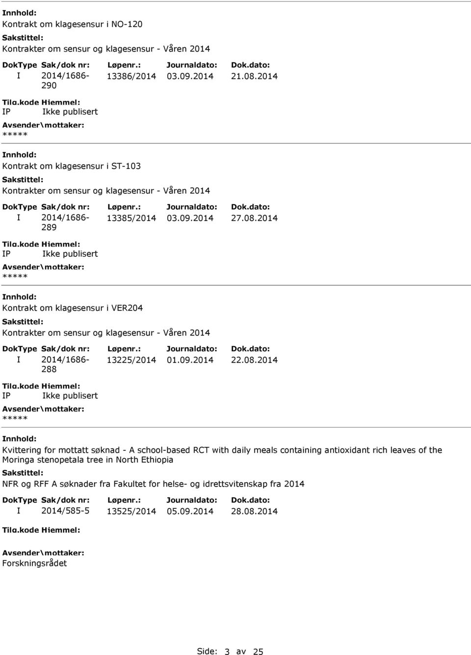 kode P Hjemmel: kke publisert ***** Kontrakt om klagesensur i VER204 Kontrakter om sensur og klagesensur - Våren 2014 Sak/dok nr: 2014/1686-288 Løpenr.: 13225/2014 01.09.2014 22.08.2014 Tilg.