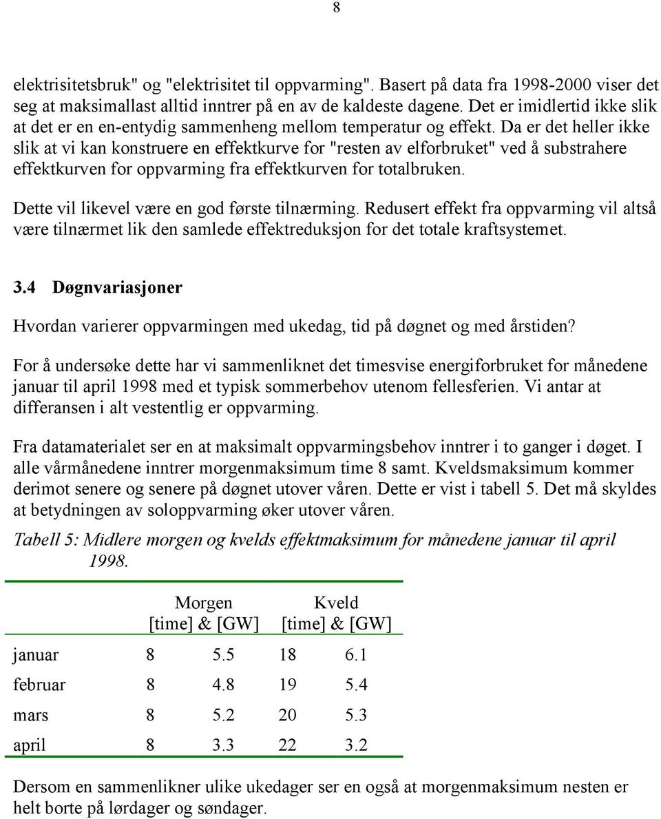 Da er det heller ikke slik at vi kan konstruere en effektkurve for "resten av elforbruket" ved å substrahere effektkurven for oppvarming fra effektkurven for totalbruken.