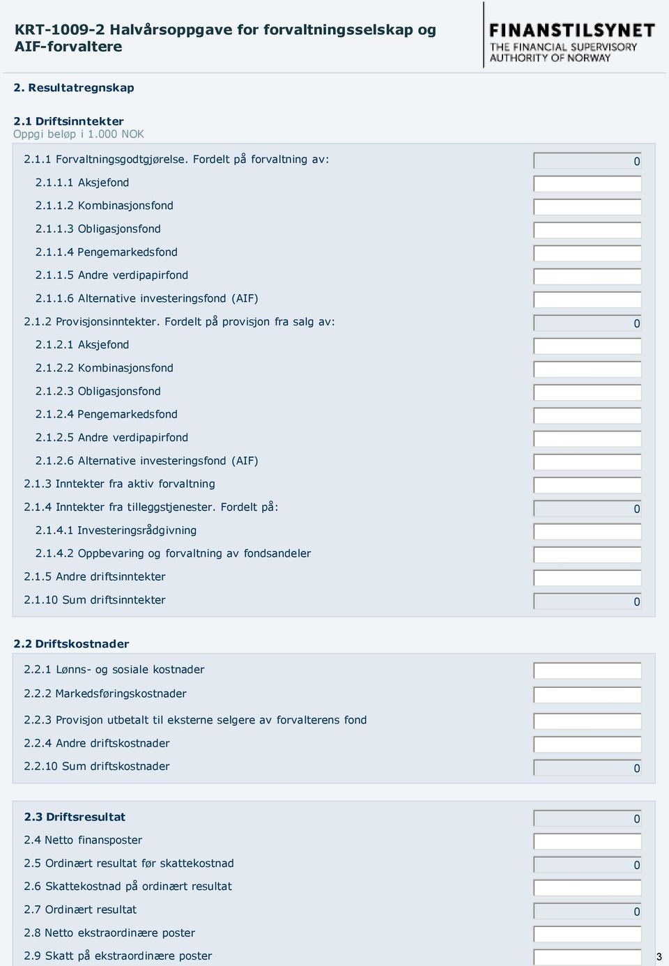 1.2.4 Pengemarkedsfond 2.1.2.5 Andre verdipapirfond 2.1.2.6 Alternative investeringsfond (AIF) 2.1.3 Inntekter fra aktiv forvaltning 2.1.4 Inntekter fra tilleggstjenester. Fordelt på: 0 2.1.4.1 Investeringsrådgivning 2.