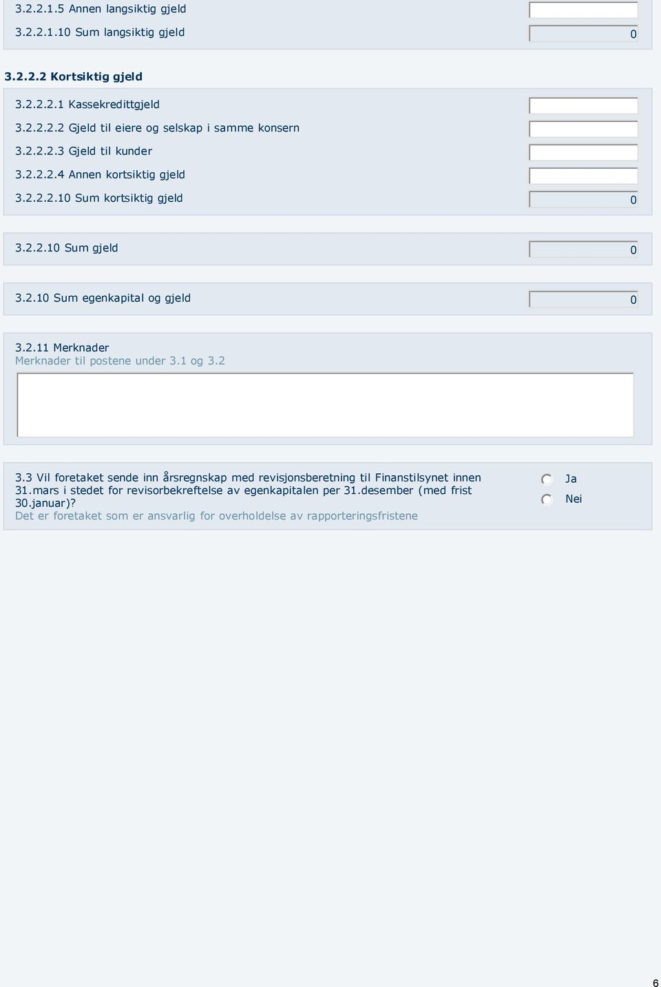 1 og 3.2 3.3 Vil foretaket sende inn årsregnskap med revisjonsberetning til Finanstilsynet innen 31.mars i stedet for revisorbekreftelse av egenkapitalen per 31.