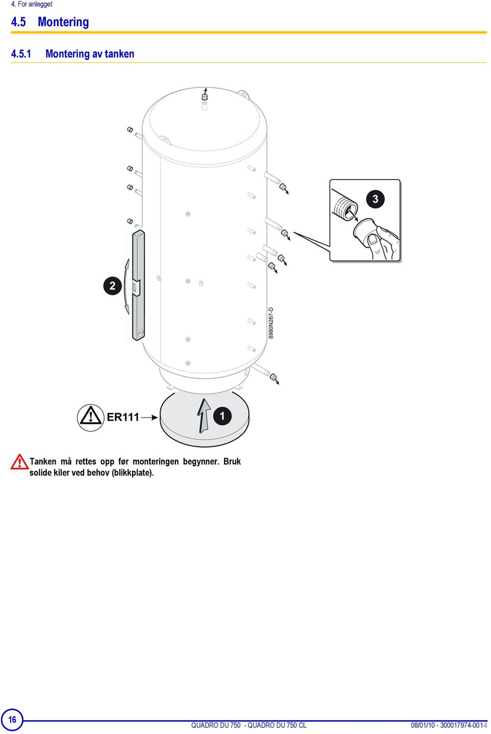 1 Montering av tanken 3 2 8980N267-D ER111 1 Tanken må