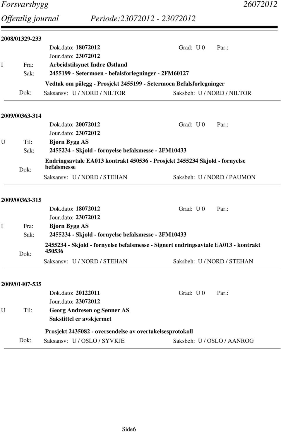 U / NORD / NILTOR 2009/00363-314 Dok.dato: 20072012 Grad: U 0 Par.