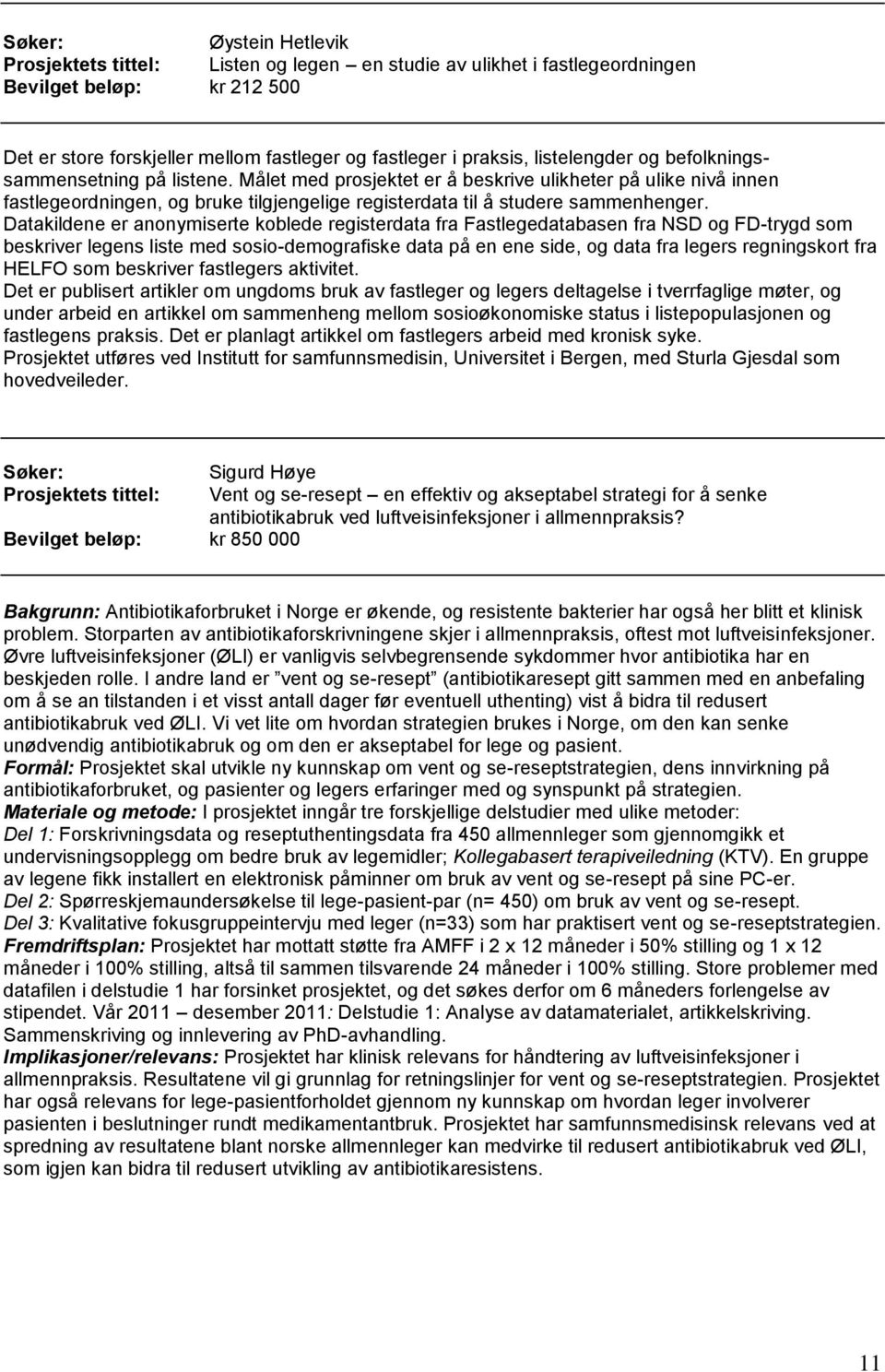 Datakildene er anonymiserte koblede registerdata fra Fastlegedatabasen fra NSD og FD-trygd som beskriver legens liste med sosio-demografiske data på en ene side, og data fra legers regningskort fra