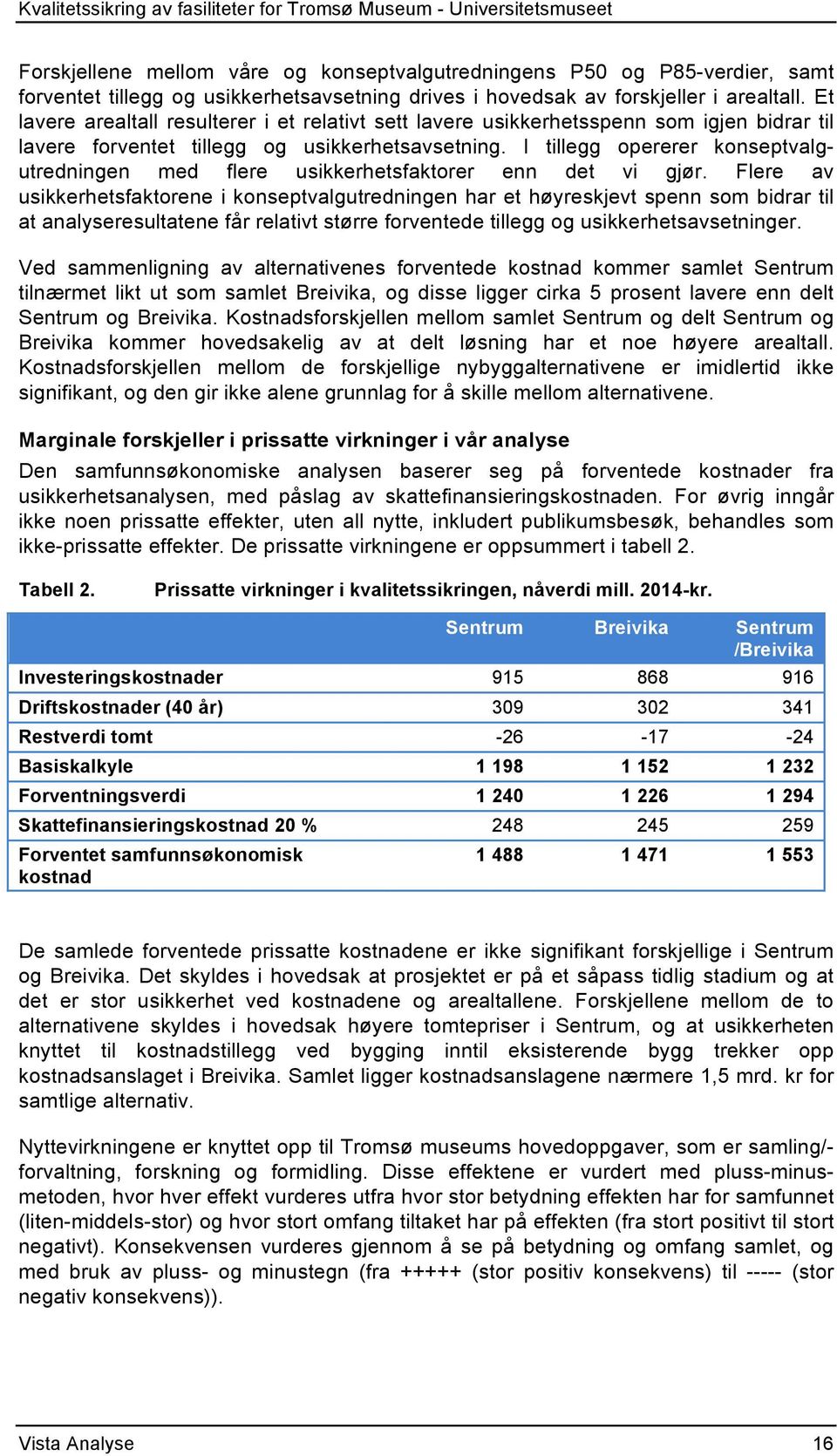 I tillegg opererer konseptvalgutredningen med flere usikkerhetsfaktorer enn det vi gjør.