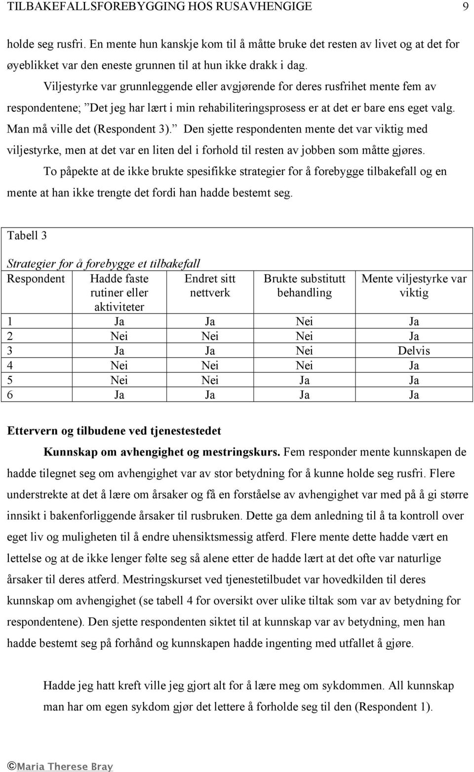 Man må ville det (Respondent 3). Den sjette respondenten mente det var viktig med viljestyrke, men at det var en liten del i forhold til resten av jobben som måtte gjøres.