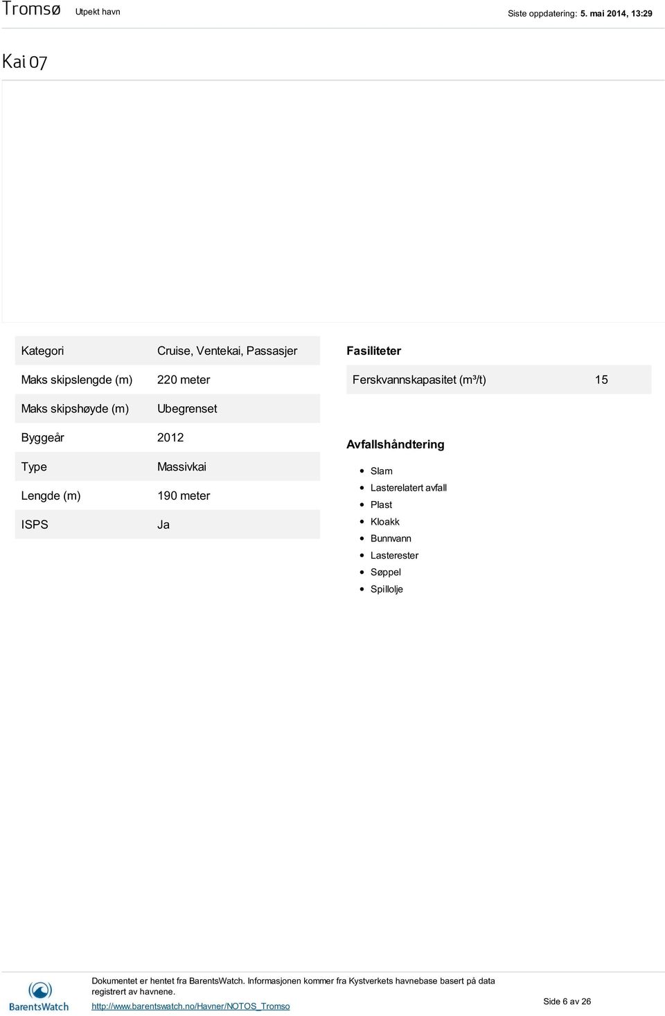 Massivkai 190 meter ISPS Ja Slam Lasterelatert