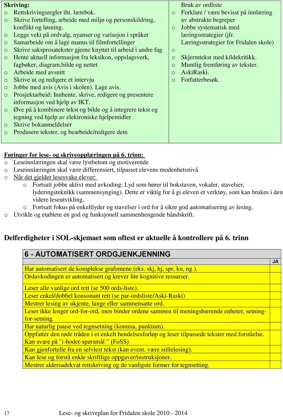 fra leksikon, oppslagsverk, fagbøker, diagram,bilde og nettet o Arbeide med avsnitt o Skrive ut og redigere et intervju o Jobbe med avis (Avis i skolen). Lage avis.