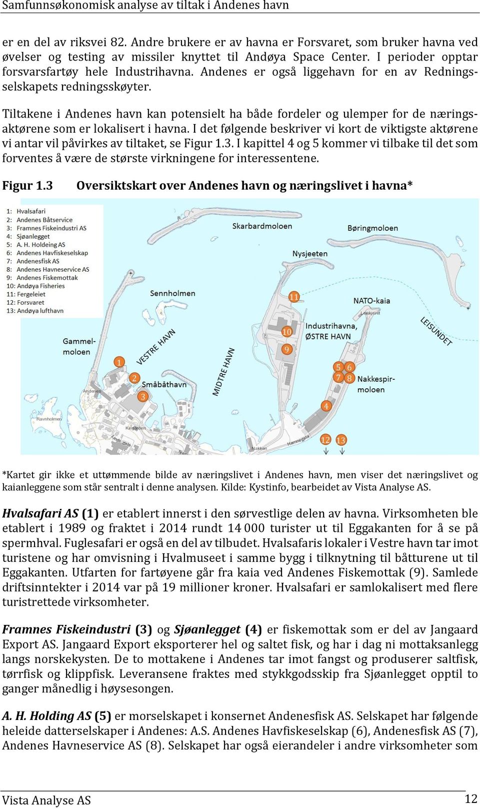 Tiltakene i Andenes havn kan potensielt ha både fordeler og ulemper for de næringsaktørene som er lokalisert i havna.