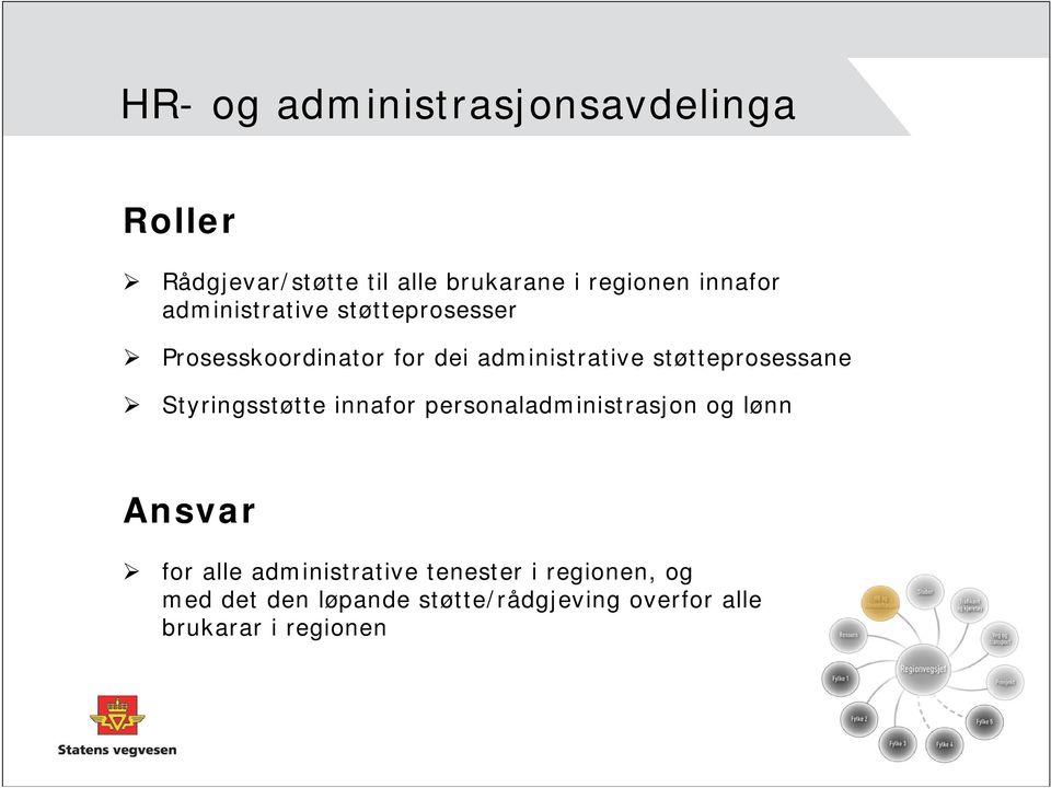 støtteprosessane Styringsstøtte innafor personaladministrasjon og lønn Ansvar for alle