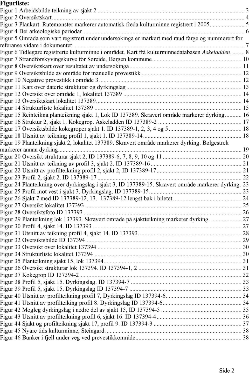 .. 7 Figur 6 Tidlegare registrerte kulturminne i området. Kart frå kulturminnedatabasen Askeladden.... 8 Figur 7 Strandforskyvingskurve for Søreide, Bergen kommune.