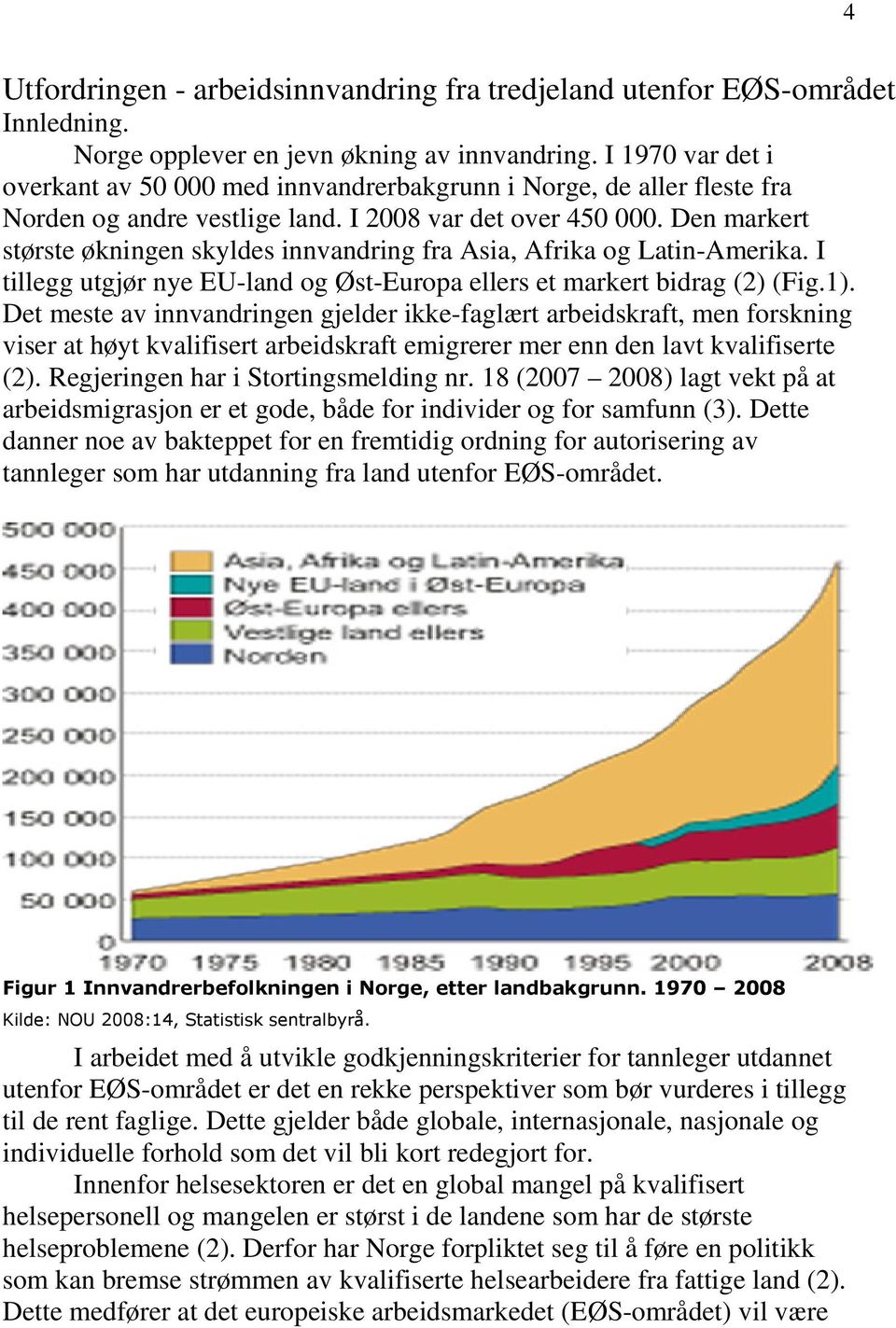 Den markert største økningen skyldes innvandring fra Asia, Afrika og Latin-Amerika. I tillegg utgjør nye EU-land og Øst-Europa ellers et markert bidrag (2) (Fig.1).