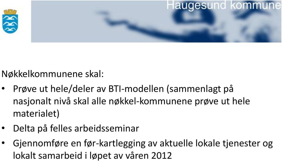 hele materialet) Delta på felles arbeidsseminar Gjennomføre en