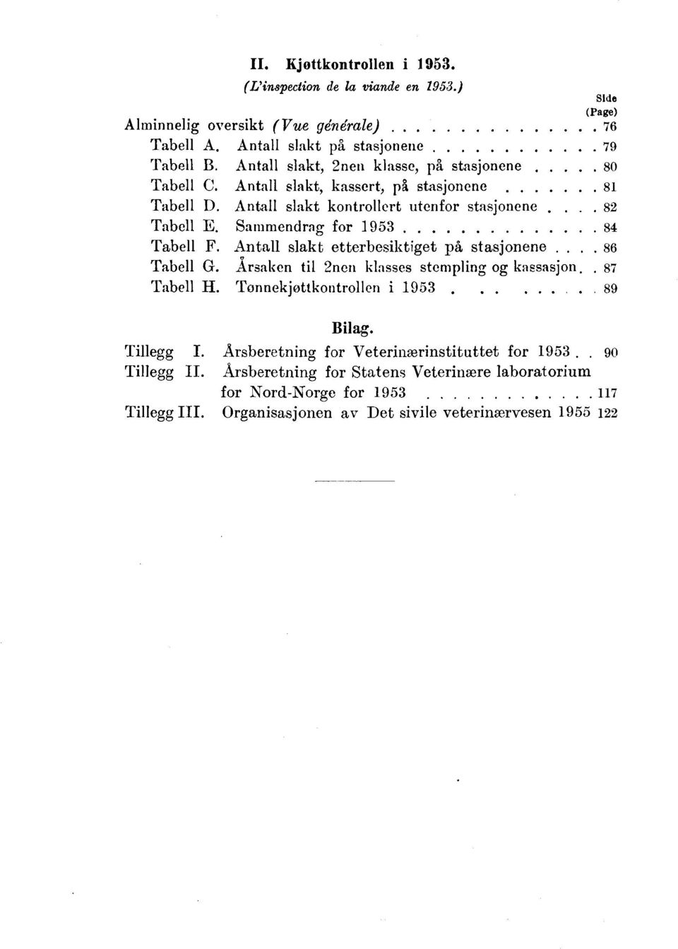 Sammendrag for 9 8 Tabell F. ntall slakt etterbesiktiget pa stasjonene. 86 Tabell G. rsaken til nen klasses stempling og kassasjon. 87 Tabell H. Tonnekjettkontrollen i 9.