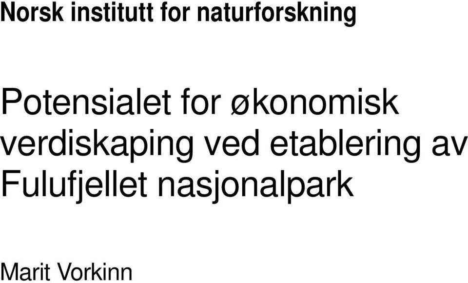 økonomisk verdiskaping ved