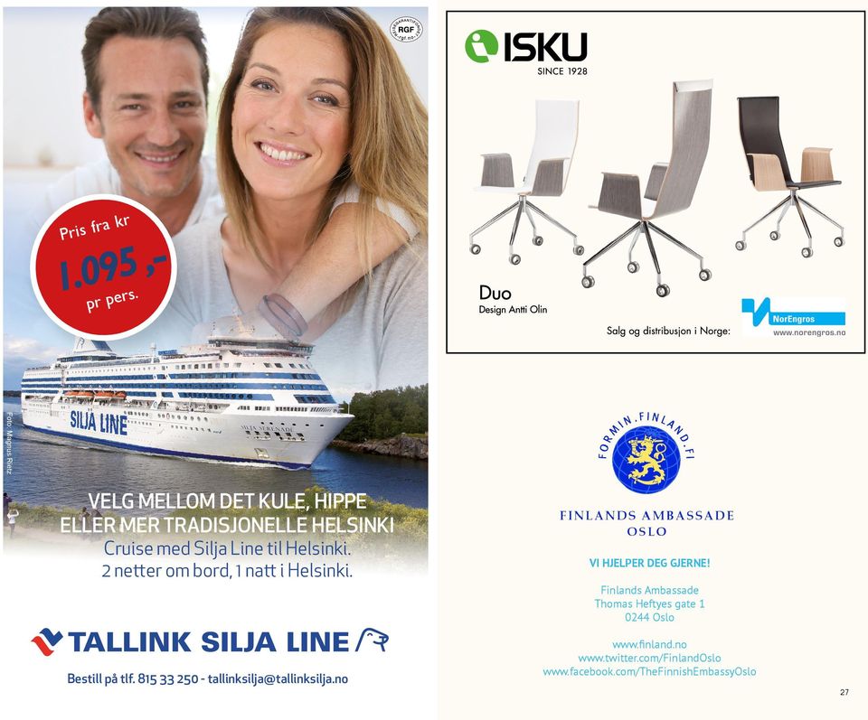 Silja Line til Helsinki. 2 netter om bord, 1 natt i Helsinki. VI HJELPER DEG GJERNE!