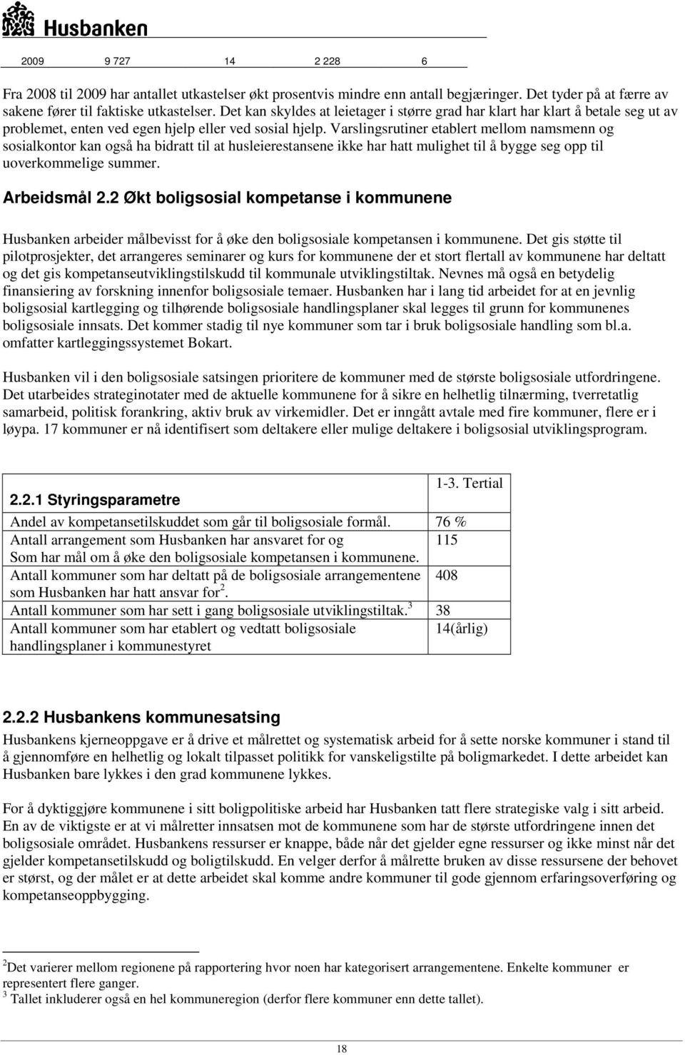 Varslingsrutiner etablert mellom namsmenn og sosialkontor kan også ha bidratt til at husleierestansene ikke har hatt mulighet til å bygge seg opp til uoverkommelige summer. Arbeidsmål 2.