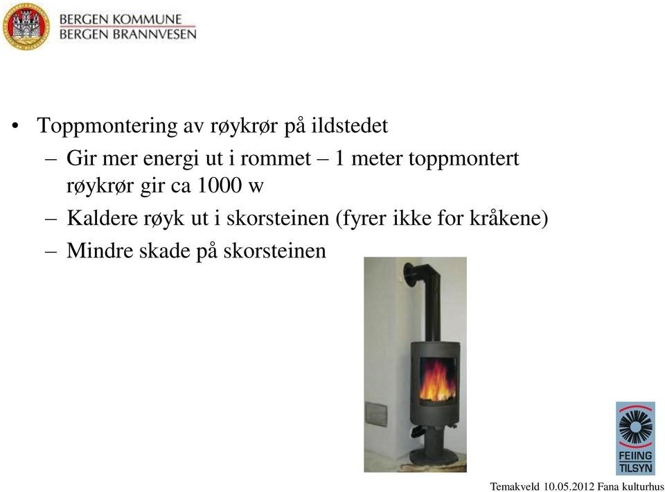 gir ca 1000 w Kaldere røyk ut i skorsteinen