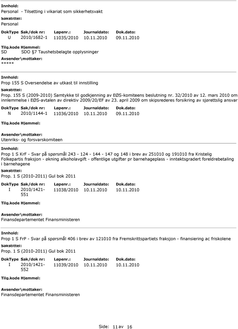 32/2010 av 12. mars 2010 om innlemmelse i EØS-avtalen av direktiv 2009/20/EF av 23.