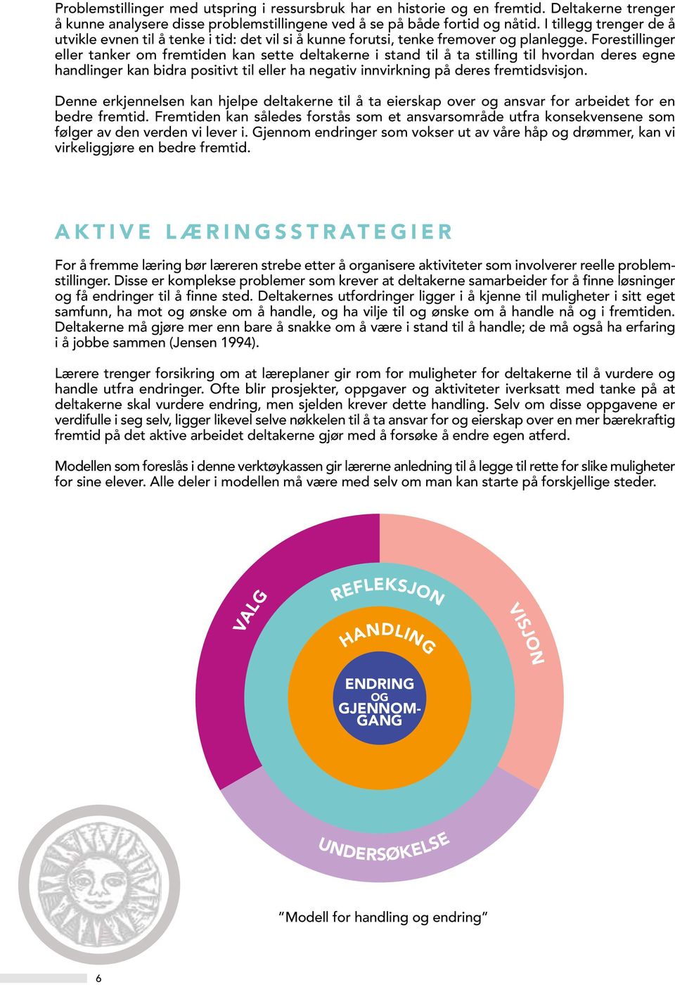 Forestillinger eller tanker om fremtiden kan sette deltakerne i stand til å ta stilling til hvordan deres egne handlinger kan bidra positivt til eller ha negativ innvirkning på deres fremtidsvisjon.