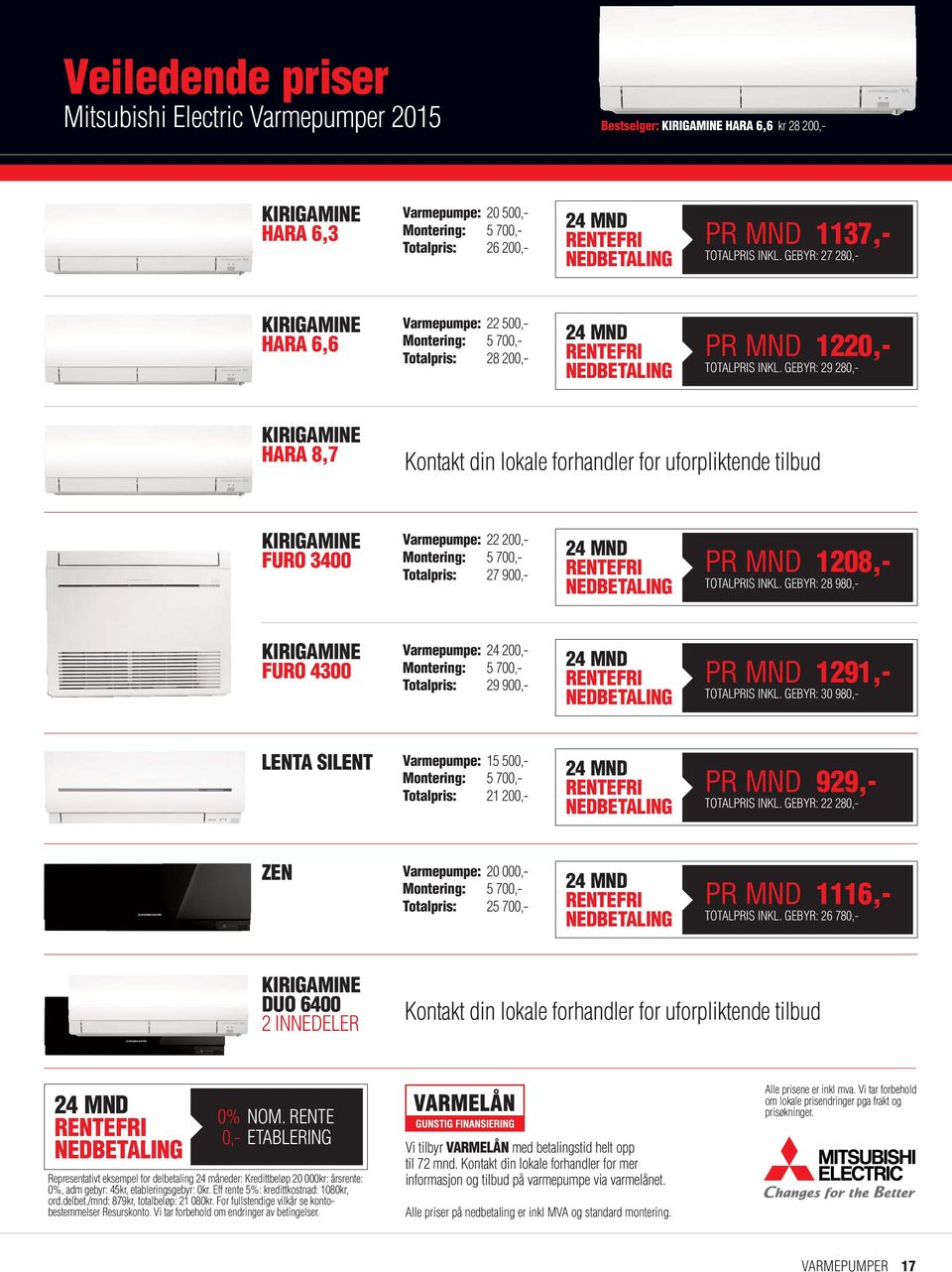 GEBYR: 29 280,- HARA 8,7 Kontakt din lokale forhandler for uforpliktende tilbud FURO 3400 Varmepumpe: 22 200,- Montering: 5 700,- Totalpris: 27 900,- 24 MND RENTEFRI NEDBETALING PR MND 1208,-