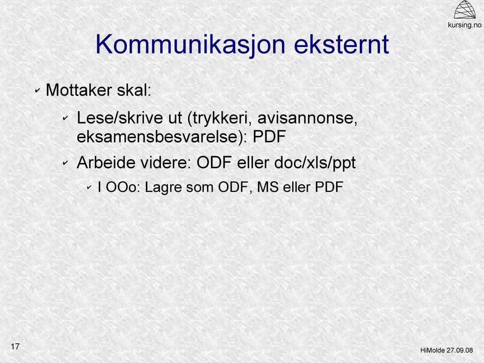 eksamensbesvarelse): PDF Arbeide videre: ODF