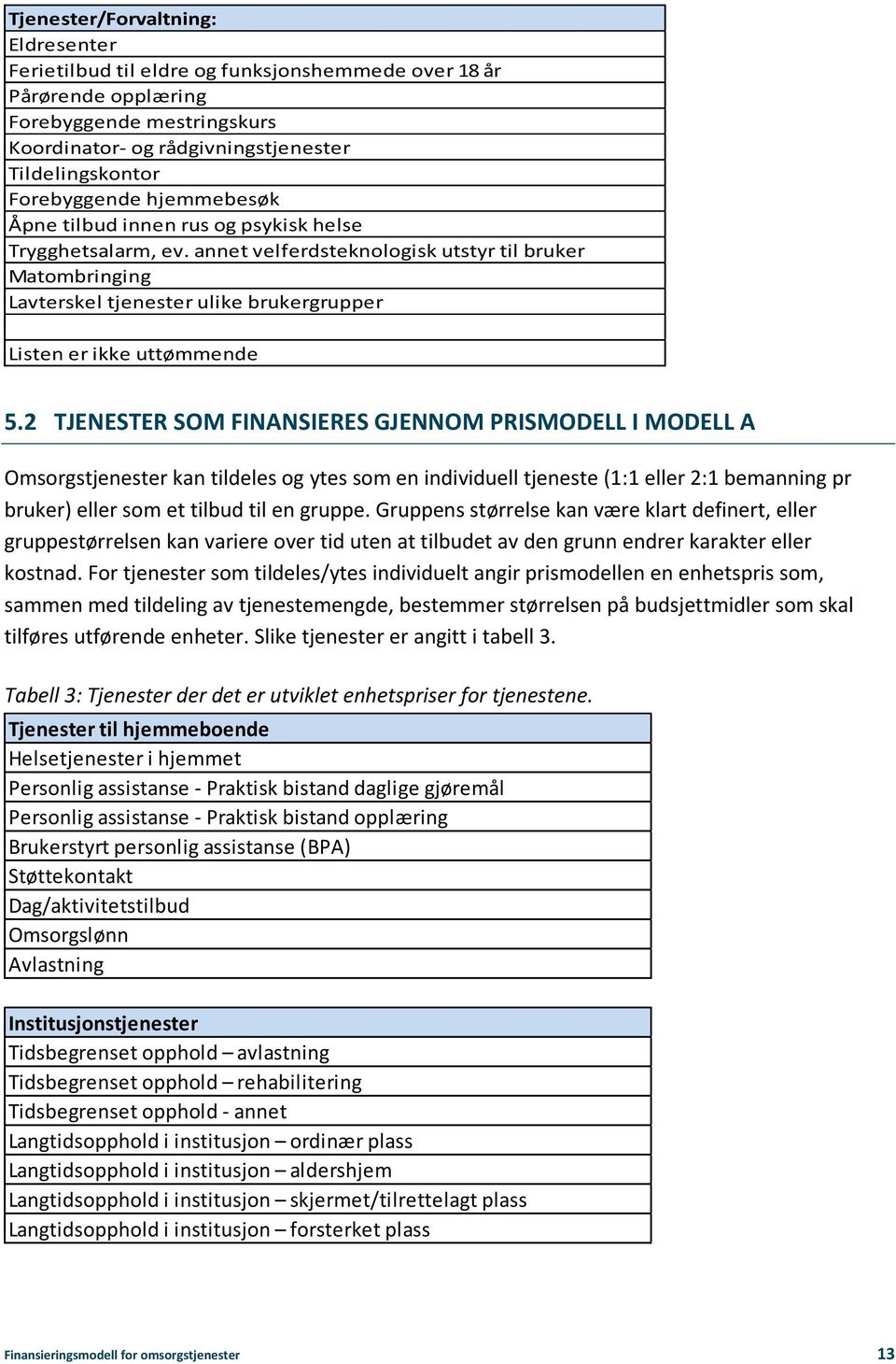 annet velferdsteknologisk utstyr til bruker Matombringing Lavterskel tjenester ulike brukergrupper Listen er ikke uttømmende 5.