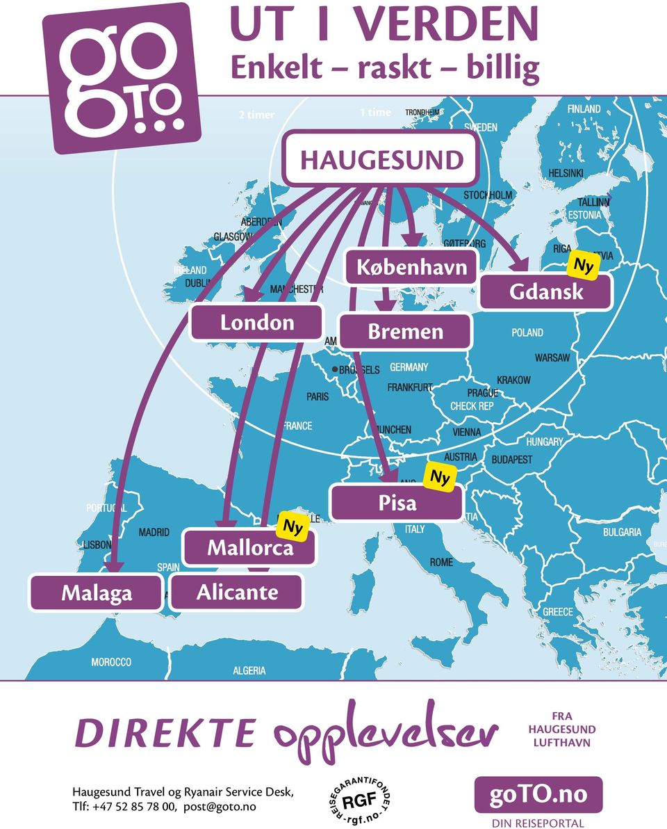 opplevelser FRA HAUGESUND LUFTHAVN Haugesund Travel og Ryanair Service