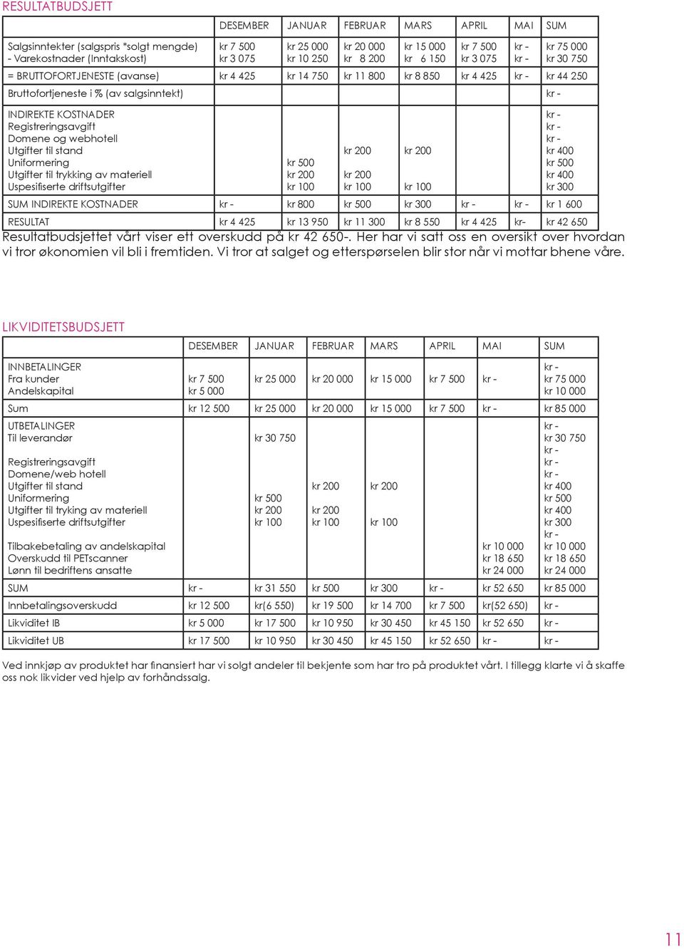 Registreringsavgift Domene og webhotell Utgifter til stand Uniformering Utgifter til trykking av materiell Uspesifiserte driftsutgifter kr 500 kr 100 kr 100 kr 100 kr 400 kr 500 kr 400 kr 300 SUM