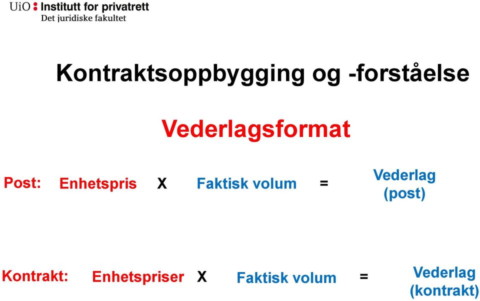 Kontraktssum Vederlag (post) Kontrakt: