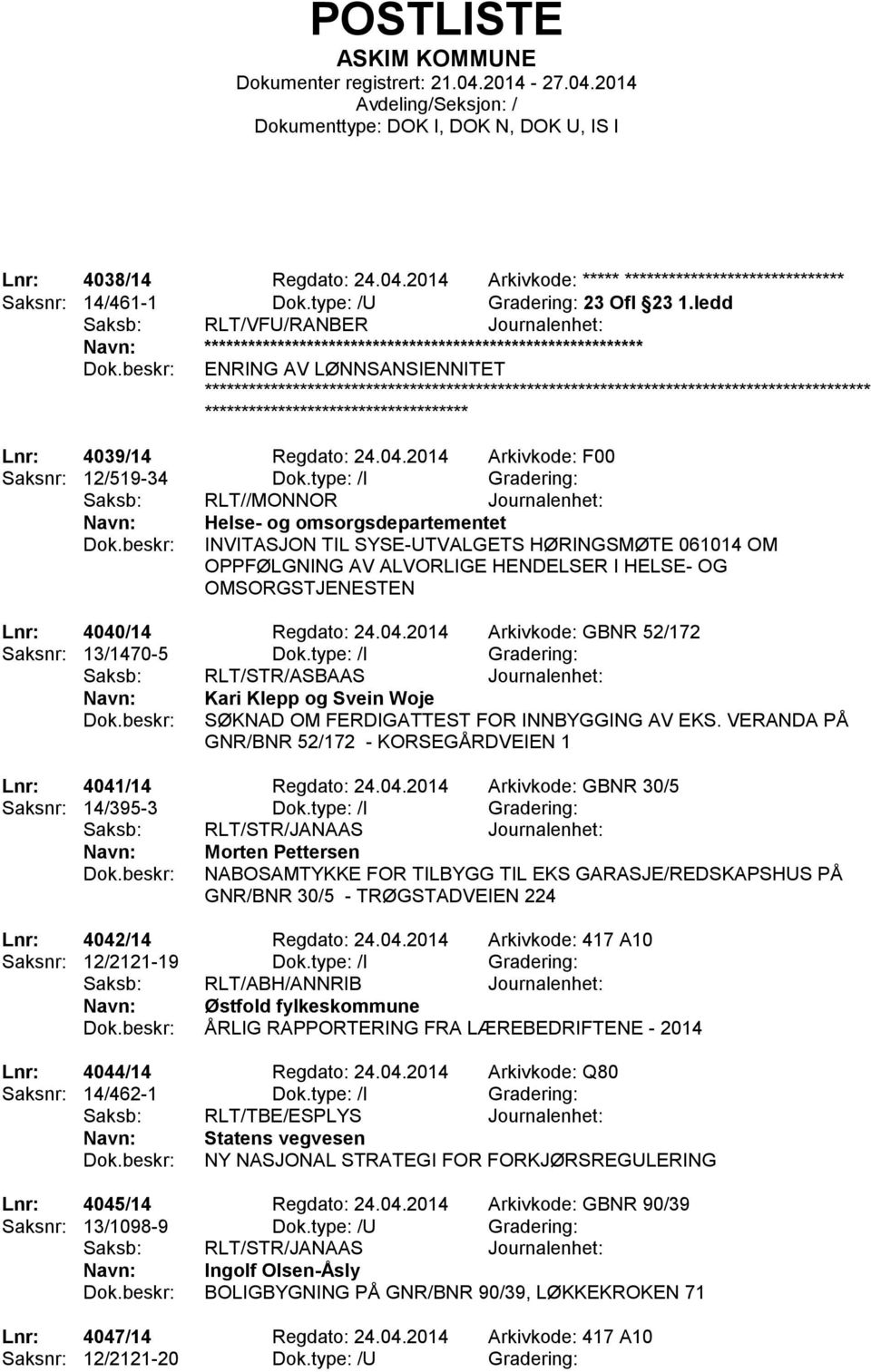 type: /I Gradering: Saksb: RLT//MONNOR Journalenhet: Helse- og omsorgsdepartementet INVITASJON TIL SYSE-UTVALGETS HØRINGSMØTE 061014 OM OPPFØLGNING AV ALVORLIGE HENDELSER I HELSE- OG OMSORGSTJENESTEN