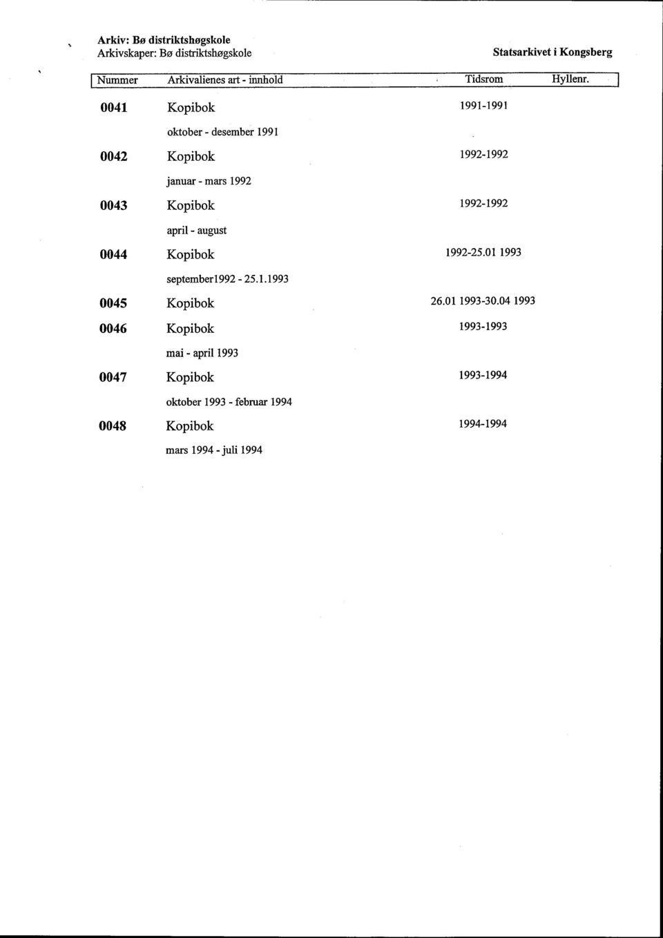 01 1993 september1992-25.1.1993 0045 Kopibok 0046 Kopibok 26.01 1993-30.