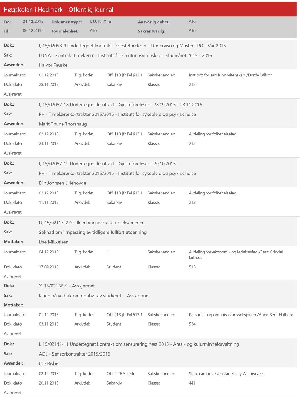 dato: 23.11.2015 Arkivdel: Sakarkiv I, 15/02067-19 ndertegnet kontrakt - Gjesteforeleser - 20.10.