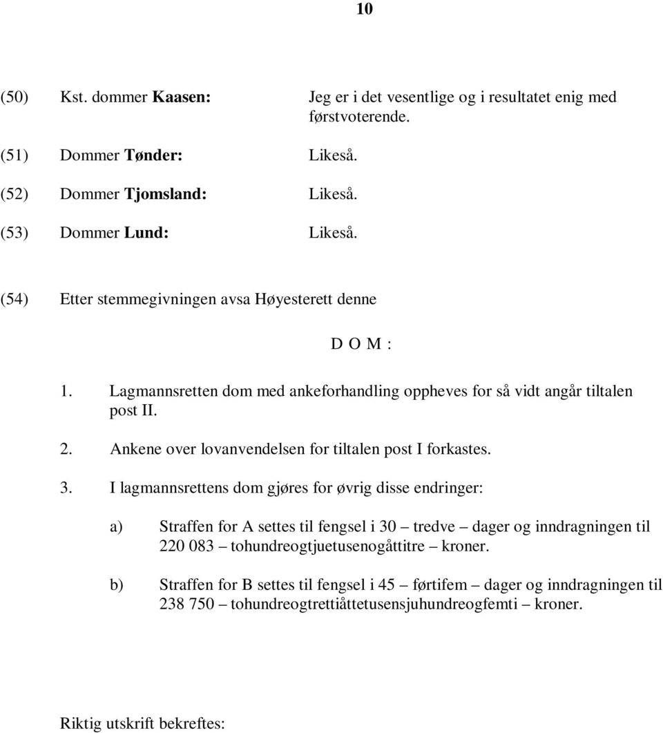 Ankene over lovanvendelsen for tiltalen post I forkastes. 3.