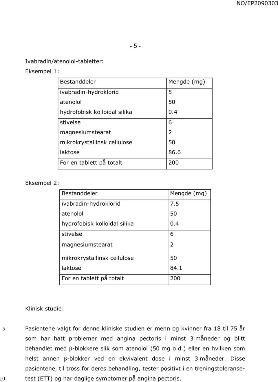 atenolol 0 hydrofobisk kolloidal silika 0.4 stivelse 6 magnesiumstearat 2 mikrokrystallinsk cellulose laktose 0 84.