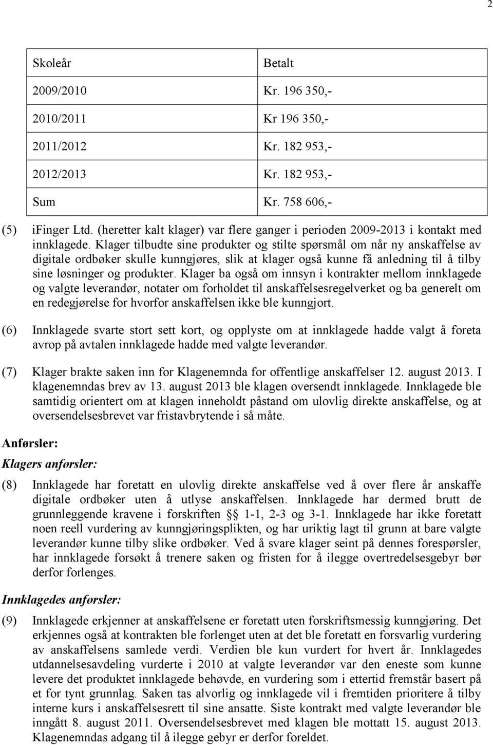 Klager tilbudte sine produkter og stilte spørsmål om når ny anskaffelse av digitale ordbøker skulle kunngjøres, slik at klager også kunne få anledning til å tilby sine løsninger og produkter.