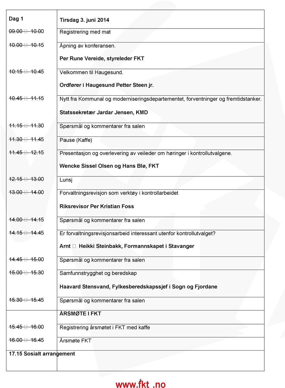 15 Presentasjon og overlevering av veileder om høringer i kontrollutvalgene. Wencke Sissel Olsen og Hans Blø, FKT 12.15 13. Lunsj 13. 14.