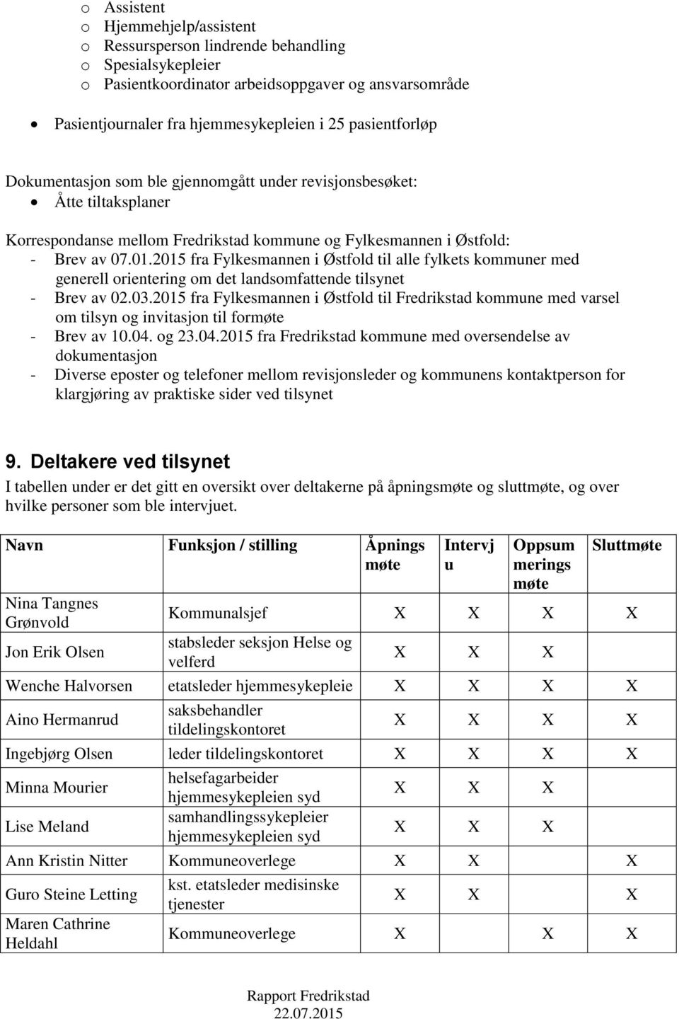 2015 fra Fylkesmannen i Østfold til alle fylkets kommuner med generell orientering om det landsomfattende tilsynet - Brev av 02.03.