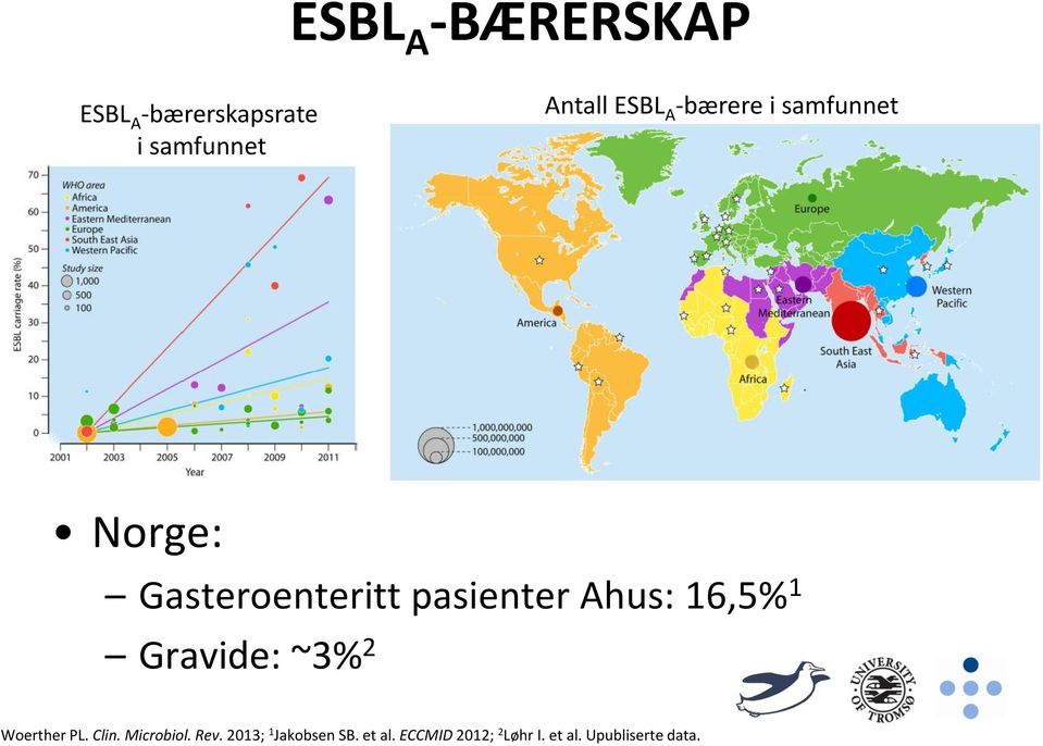 16,5% 1 Gravide: ~3% 2 Woerther PL. Clin. Microbiol. Rev.