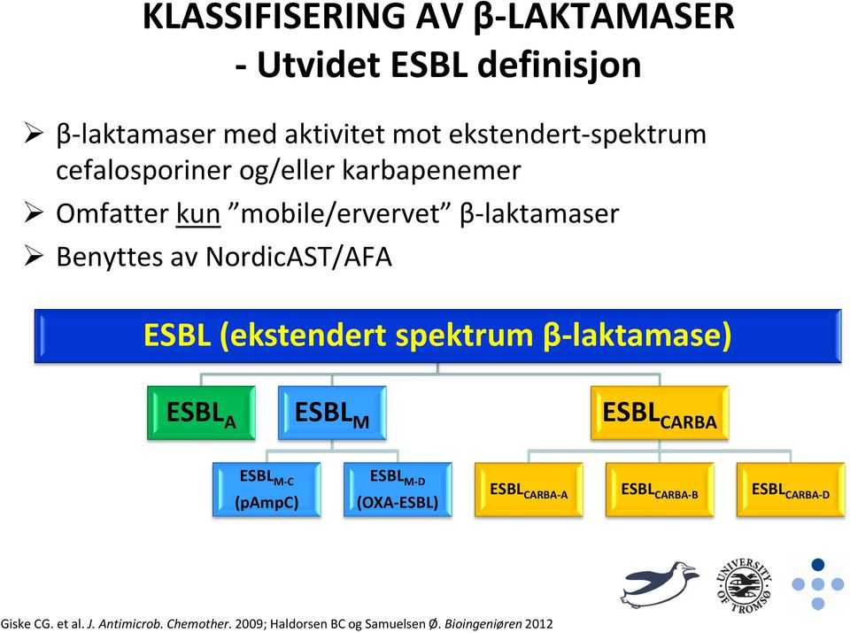 (ekstendert spektrum β-laktamase) ESBL A ESBL M ESBL CARBA ESBL M-C (pampc) ESBL M-D (OXA-ESBL) ESBL CARBA-A