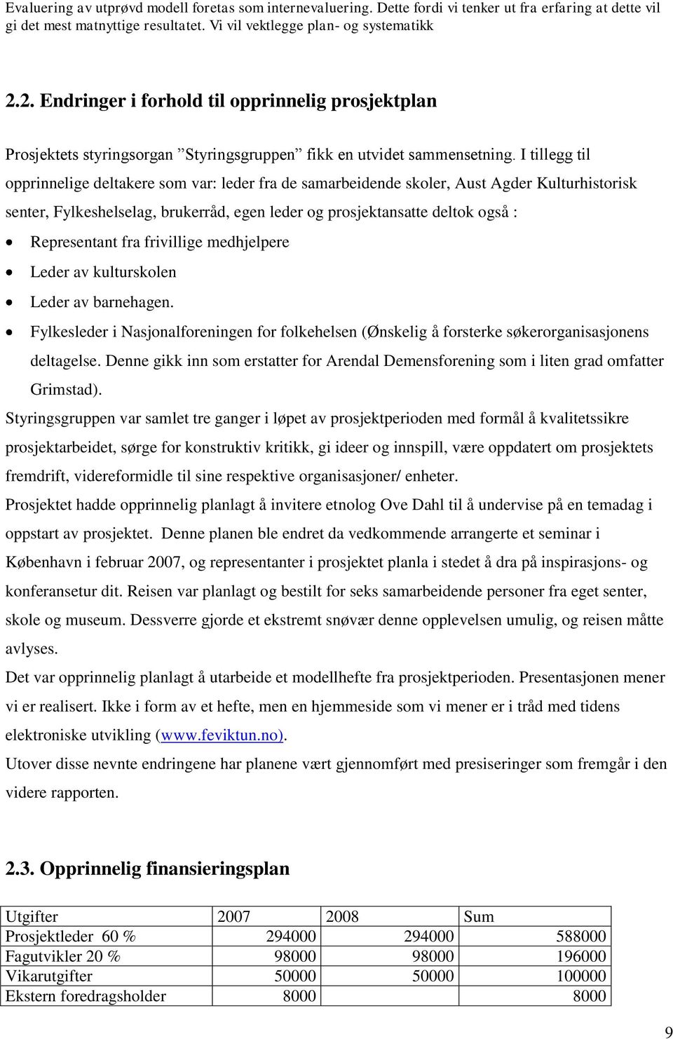 I tillegg til opprinnelige deltakere som var: leder fra de samarbeidende skoler, Aust Agder Kulturhistorisk senter, Fylkeshelselag, brukerråd, egen leder og prosjektansatte deltok også : Representant