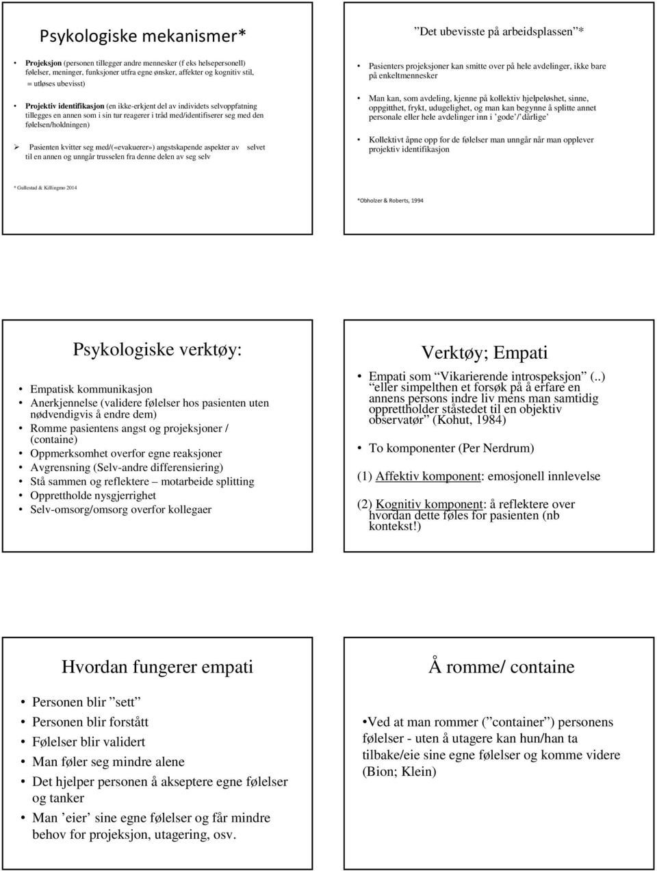 med/(«evakuerer») angstskapende aspekter av selvet til en annen og unngår trusselen fra denne delen av seg selv Det ubevisste på arbeidsplassen * Pasienters projeksjoner kan smitte over på hele