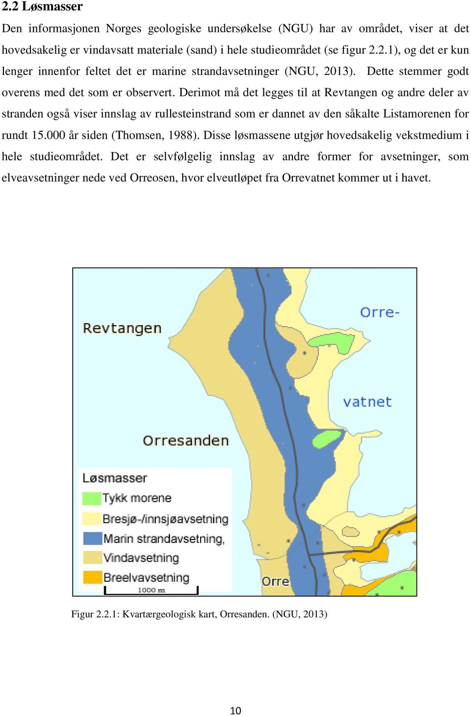 Derimot må det legges til at Revtangen og andre deler av stranden også viser innslag av rullesteinstrand som er dannet av den såkalte Listamorenen for rundt 15.000 år siden (Thomsen, 1988).