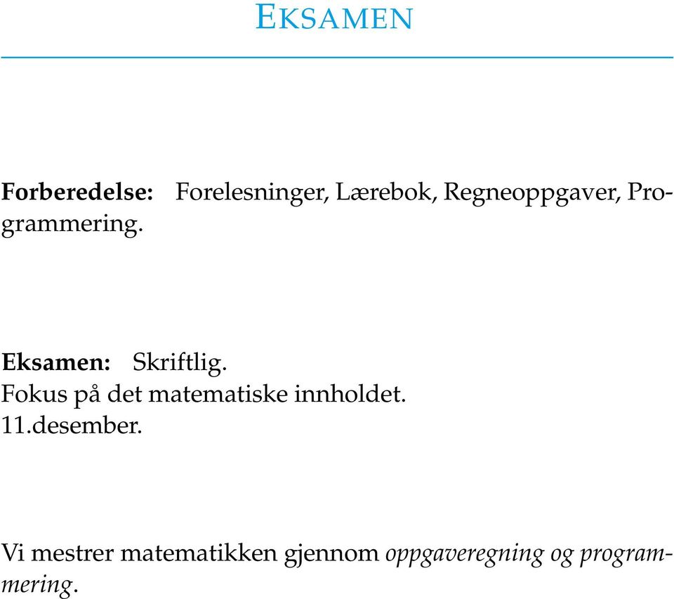 Fokus på det matematiske innholdet. 11.desember.