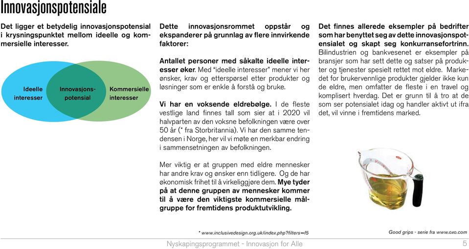 interesser øker. Med ideelle interesser mener vi her ønsker, krav og etterspørsel etter produkter og løsninger som er enkle å forstå og bruke. Vi har en voksende eldrebølge.