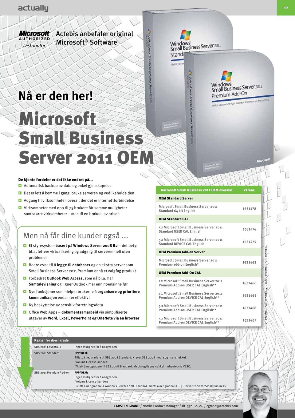Business 2011 OEM oversikt OEM Standard Server Varenr.
