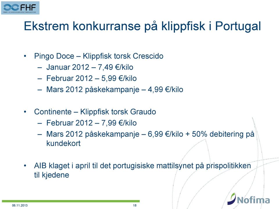 torsk Graudo Februar 2012 7,99 /kilo Mars 2012 påskekampanje 6,99 /kilo + 50% debitering på